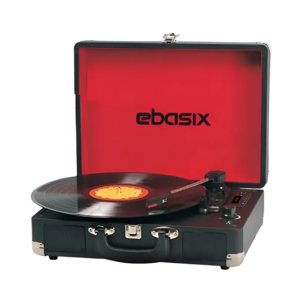 Tocadiscos Maletín Ebasix BT Radio USB MicroSD - Victrola Portátil 3 Velocidades