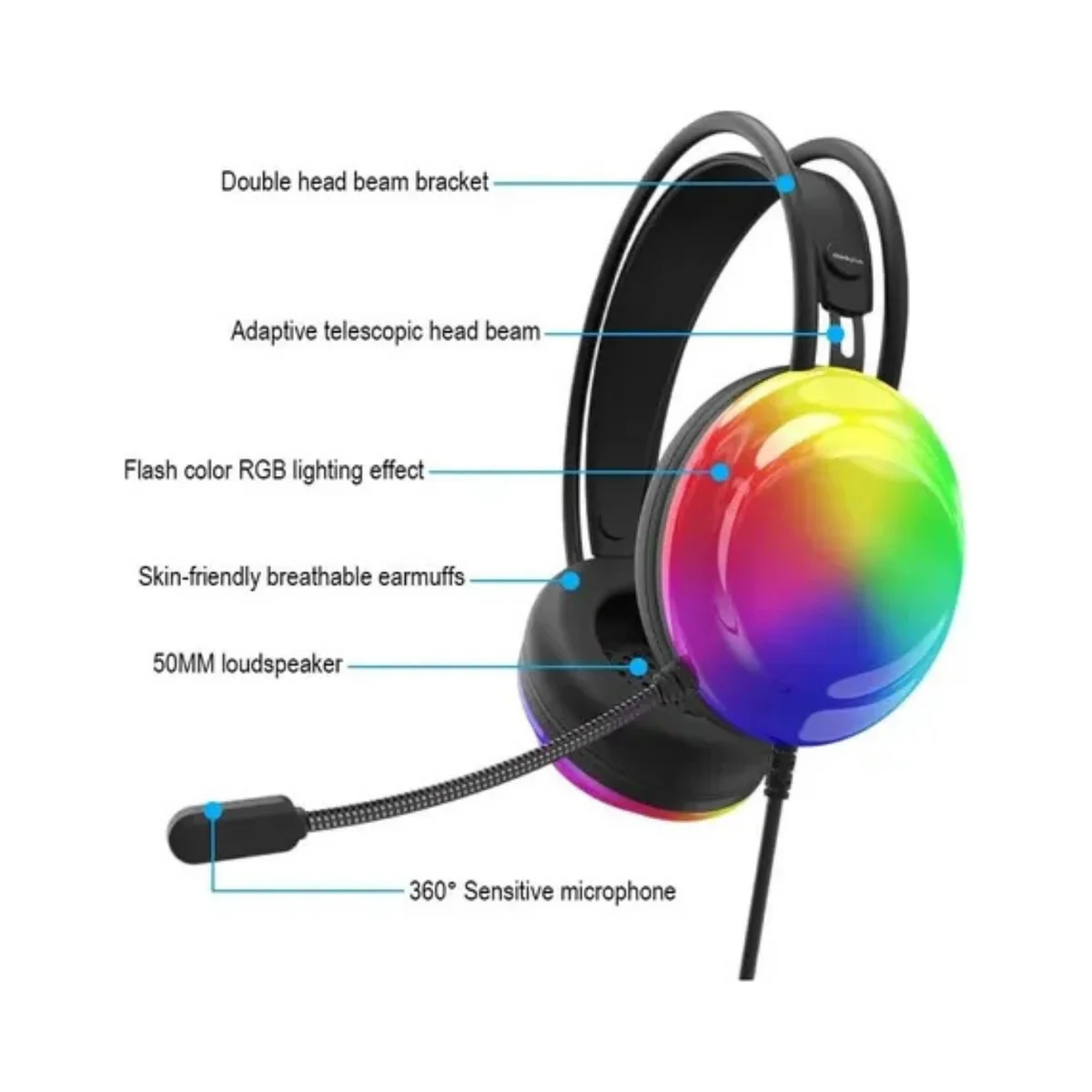 Audífonos Lenovo ThinkPlus G30B RGB Diadema Gaming con Micrófono - Negro - Imagen 2