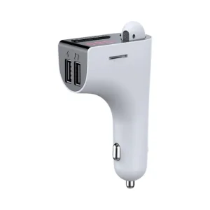 Cargador de Auto Nitron V14 con Transmisor FM y Auricular MP3 - USB Carga Rápida para iPhone Samsung Huawei