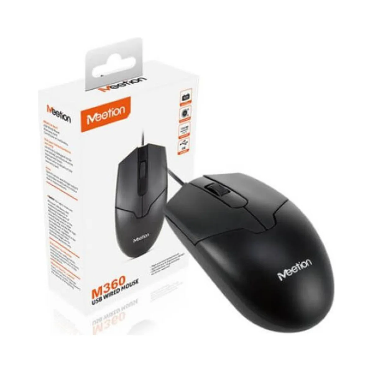 Mouse Óptico Meetion MT-M360 USB Plug & Play Ergonómico
